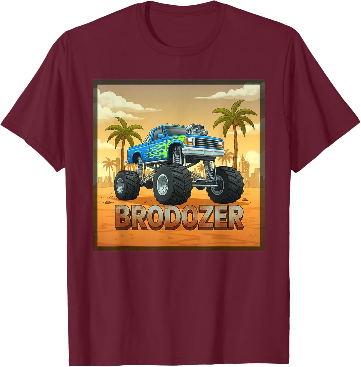 Extreme Brodozer 4X4 Lifted Truck T-Shirt - T-Shirt | Maroon