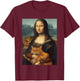 Funny Mona Lisa Holding Cat Meme Sarcastic Kitty Lover T-Shirt - T-Shirt | Maroon