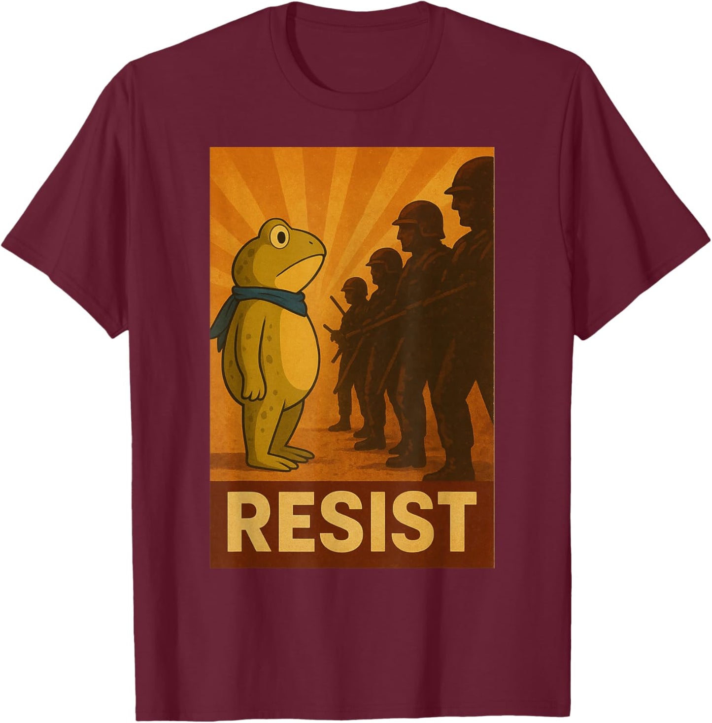 Funny Vintage Portland Frog Protest T-Shirt - T-Shirt | Maroon