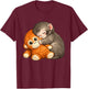 Punch The Monkey Cuddling Stuffed Animal Meme Viral Internet T-Shirt - T-Shirt | Maroon