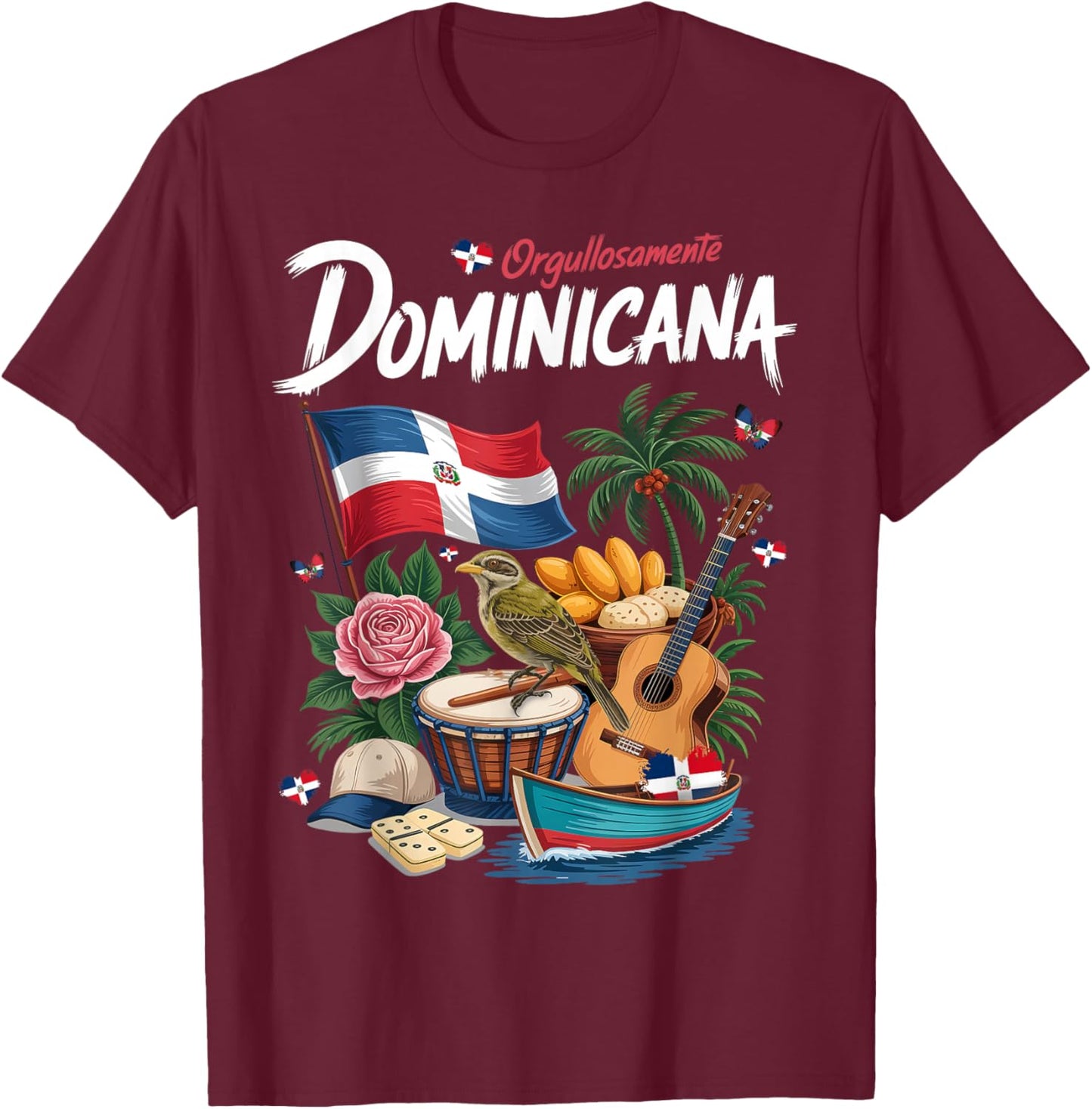 Dominicana Outfit Idea Dominican Republic Themed T-Shirt - T-Shirt | Maroon