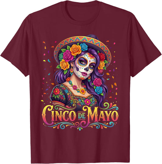 Cinco De Mayo Mexican Fiesta 5 De Mayo Girls Women T-Shirt - T-Shirt | Maroon