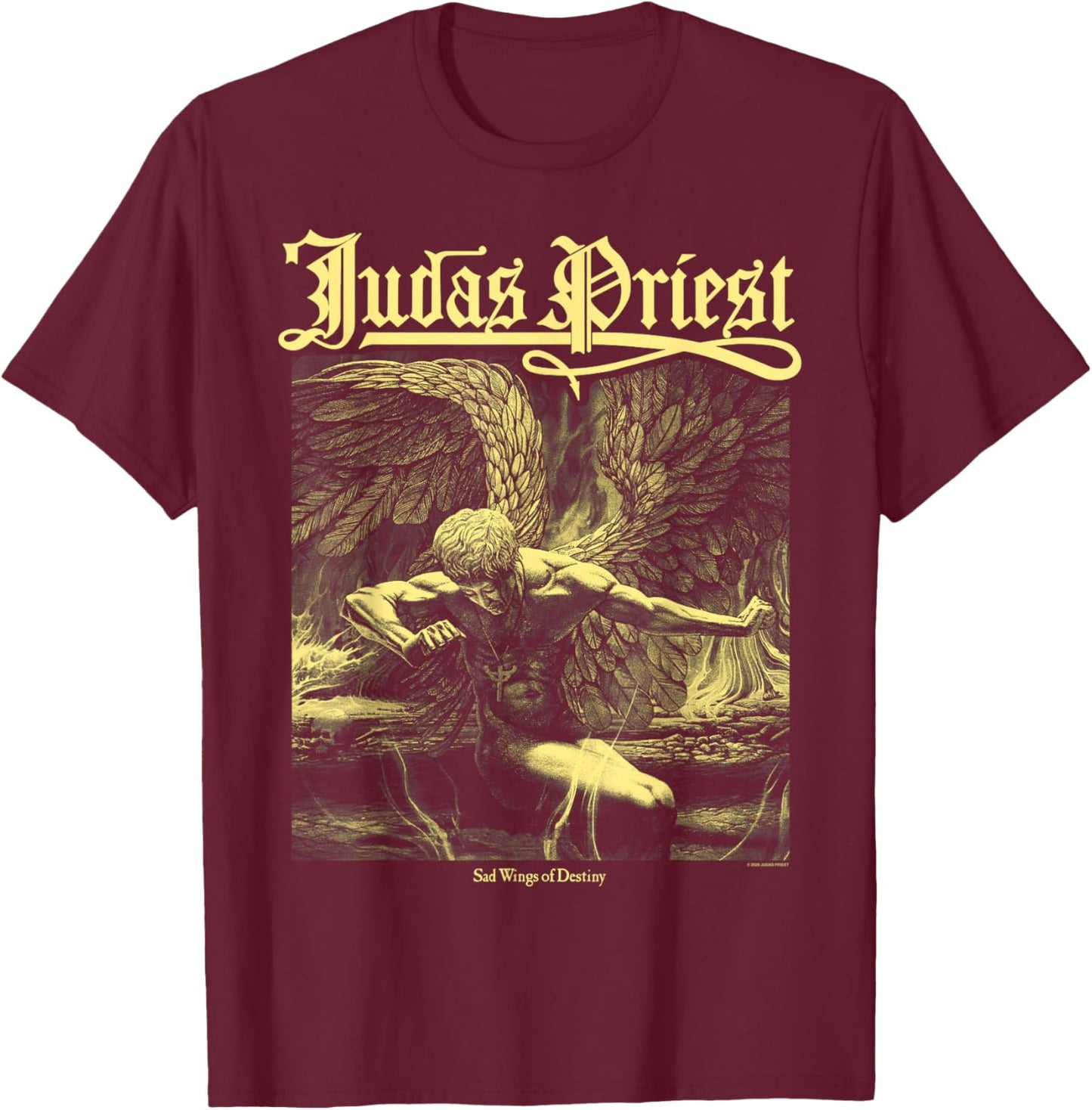 Judas Priest Sad Wings Album Square T-Shirt - T-Shirt | Maroon