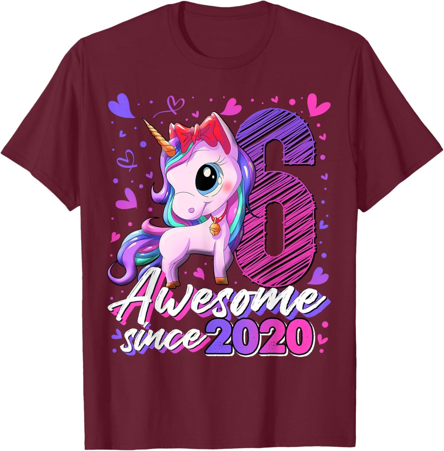 6th Birthday Shirt Girl 6 Year Old Gifts 6 Birthday Girl T-Shirt - T-Shirt | Maroon