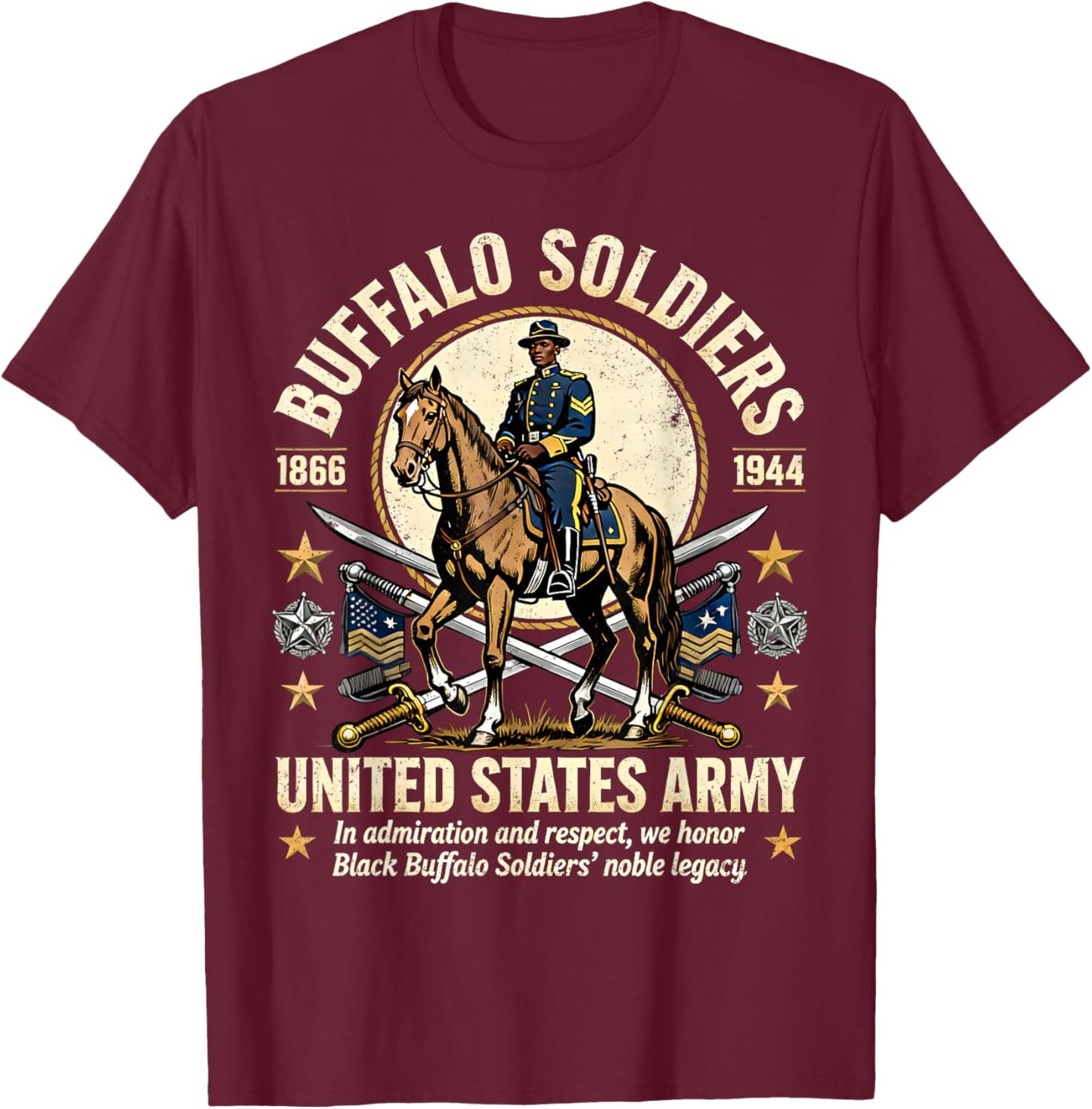 Buffalo Soldiers Black History United States Army Honor T-Shirt - T-Shirt | Maroon