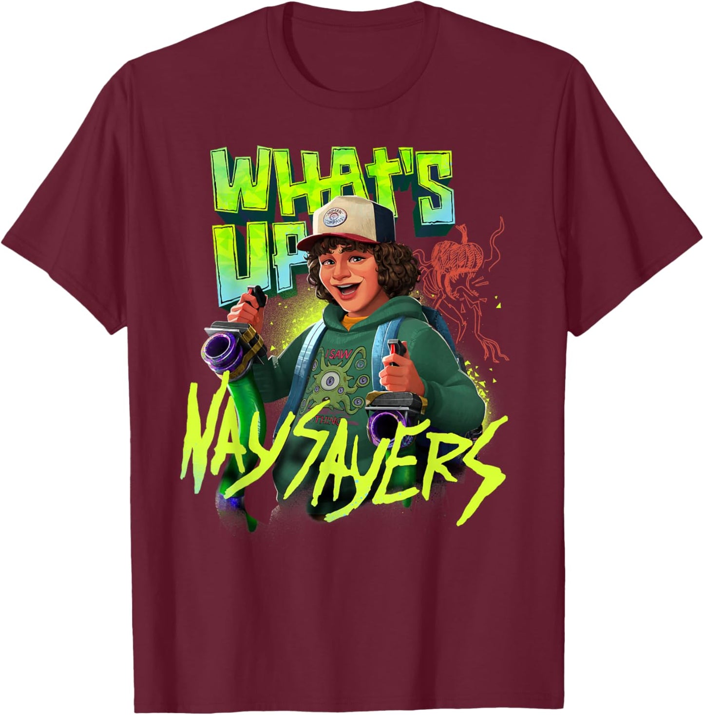 Stranger Things Tales from '85 What's Up Nay Sayers Dustin T-Shirt - T-Shirt | Maroon