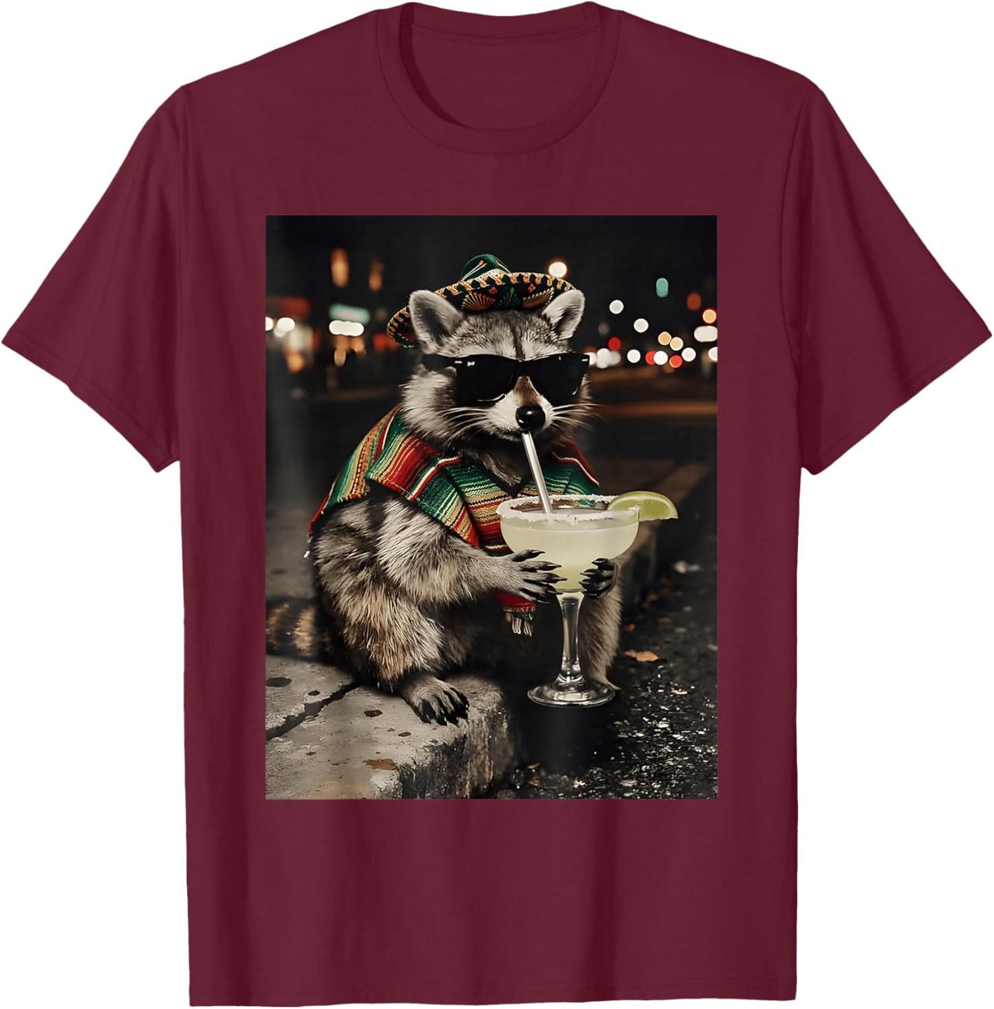 Raccoons Meme Drinking Tequila Cinco De Mayo Funny Animal T-Shirt - T-Shirt | Maroon