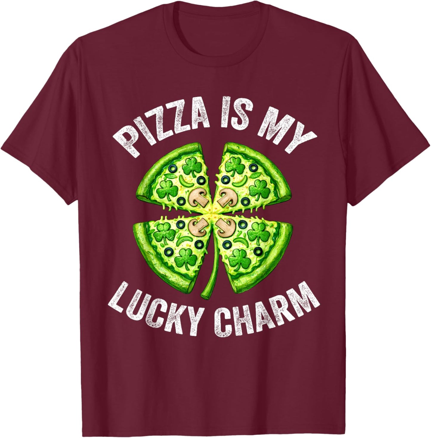 Shamrock Pizza Love Lucky St Patricks Day Women Kids T-Shirt - T-Shirt | Maroon