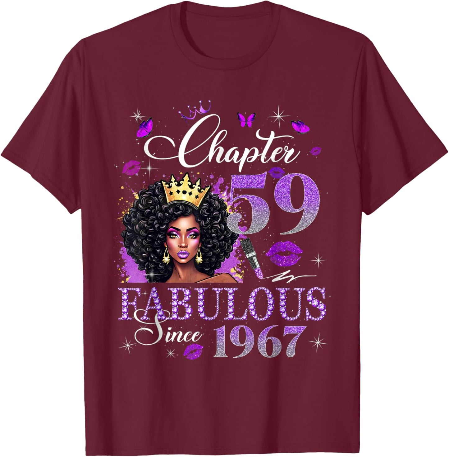 Chapter 59 Fabulous Since 1967 Black Queen Diamond T-Shirt - T-Shirt | Maroon