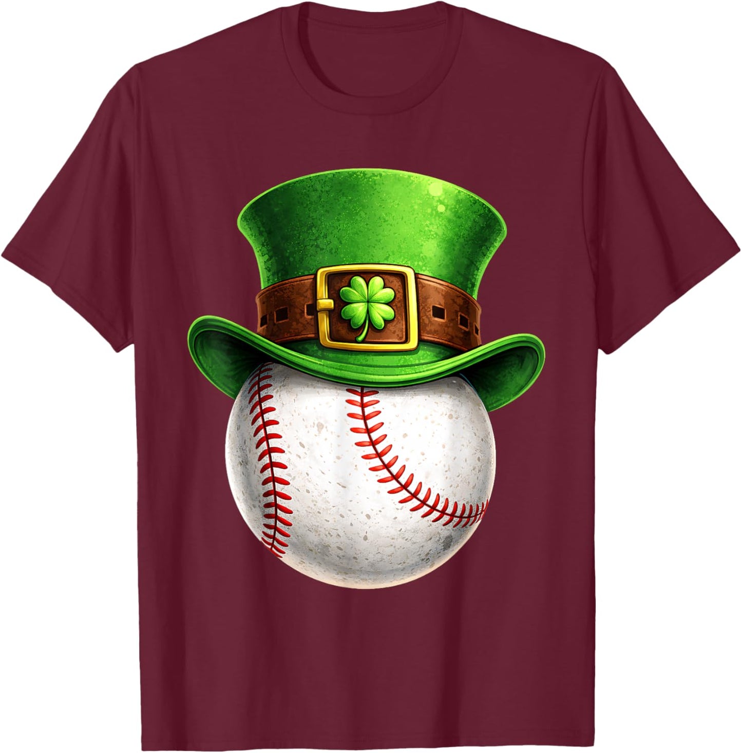 Baseball St Patricks Day Men Boys Kids Sport Green Shamrock T-Shirt - T-Shirt | Maroon