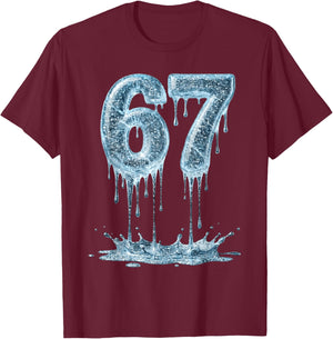 Funny Six Seven 6 7 Meme Ice Dripping 6-7 Youth 67 Drip T-Shirt - T-Shirt | Maroon