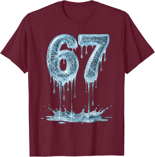 Funny Six Seven 6 7 Meme Ice Dripping 6-7 Youth 67 Drip T-Shirt - T-Shirt | Maroon
