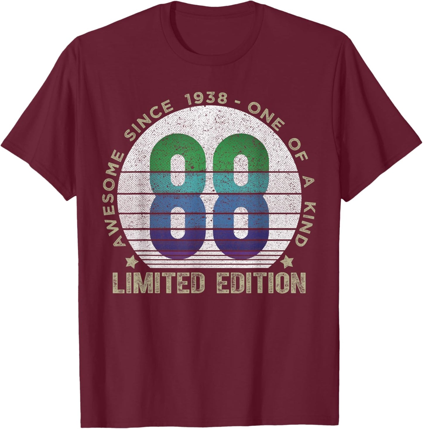88 Year Old Gifts Vintage 1938 Limited Edition 88th Birthday T-Shirt - T-Shirt | Maroon