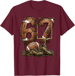 Funny 6 7 Football Six Seven Football 67 Kids Men Women T-Shirt - T-Shirt | Maroon