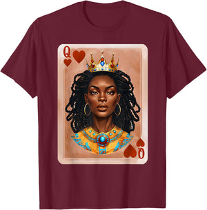 Black History Black Queen Hearts Afro Dope Melanin Woman T-Shirt - T-Shirt | Maroon