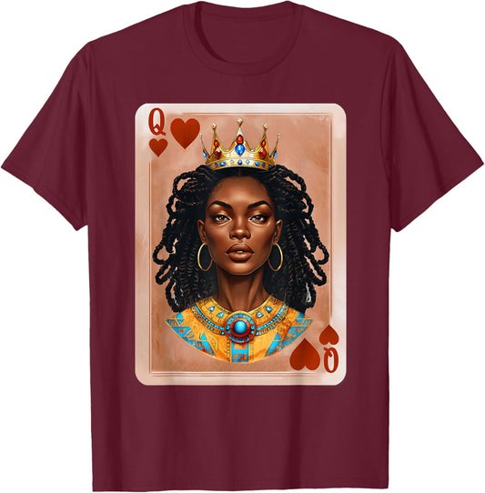 Black History Black Queen Hearts Afro Dope Melanin Woman T-Shirt - T-Shirt | Maroon