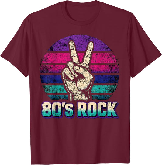 Retro Vintage Sunset 80's Rock Music Band Funny Musician T-Shirt - T-Shirt | Maroon