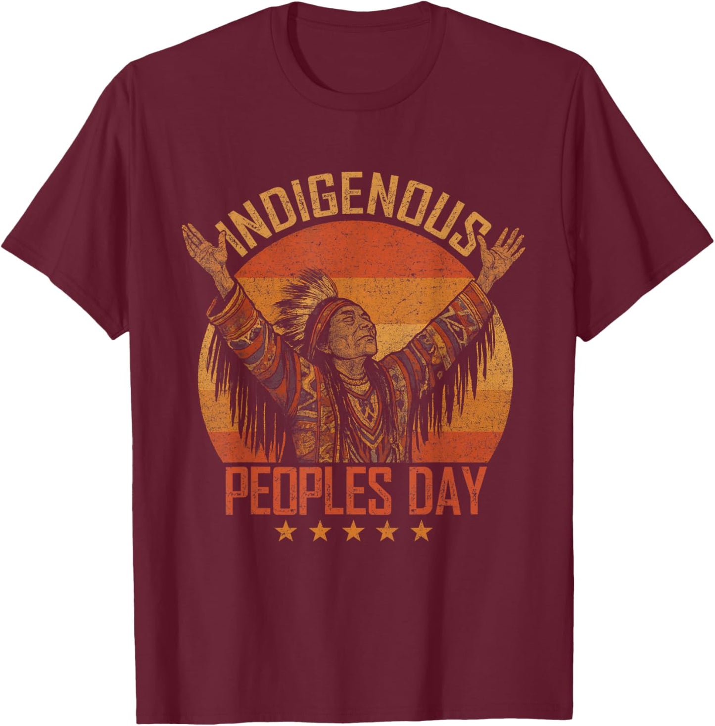 Indigenous Peoples Day Vintage Native American T-Shirt - T-Shirt | Maroon
