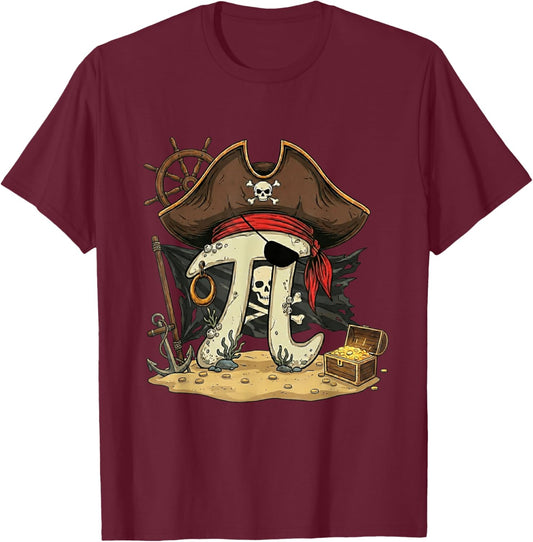 Funny Pi Rate Pirate PiDay 3.14 Math Teacher Science Student T-Shirt - T-Shirt | Maroon