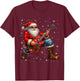 Vintage Rock On Santa Graphic Christmas Xmas Guitar T-Shirt - T-Shirt | Maroon