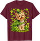 Yorkshire Terrier with Shamrocks St Patricks Day Yorkie Dog T-Shirt - T-Shirt | Maroon