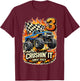 Birthday Monster Truck 3 Year Old Boys 3rd Party Born 2023 T-Shirt - T-Shirt | Maroon