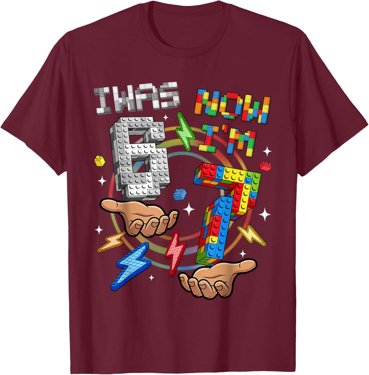 I was 6 Now I'm 7 7th Birthday 6 7 Birthday Shirts Kids Boys T-Shirt - T-Shirt | Maroon
