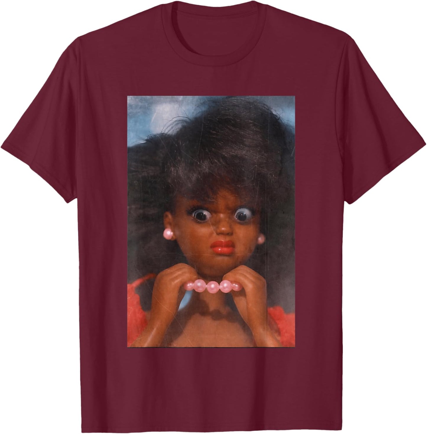 Black Disgusted Doll face Meme Funny Disgusting Joke T-Shirt - T-Shirt | Maroon