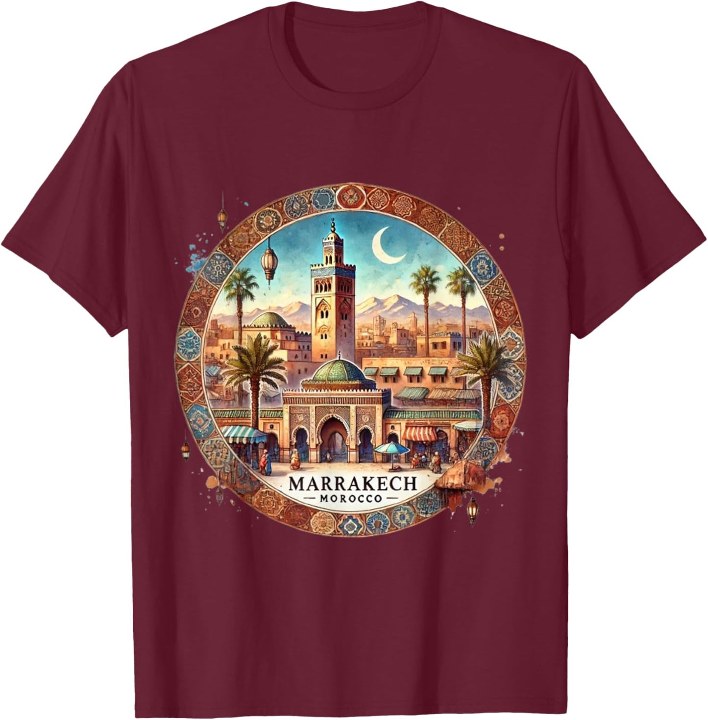 Marrakech Morocco Mediterranean T-Shirt - T-Shirt | Maroon