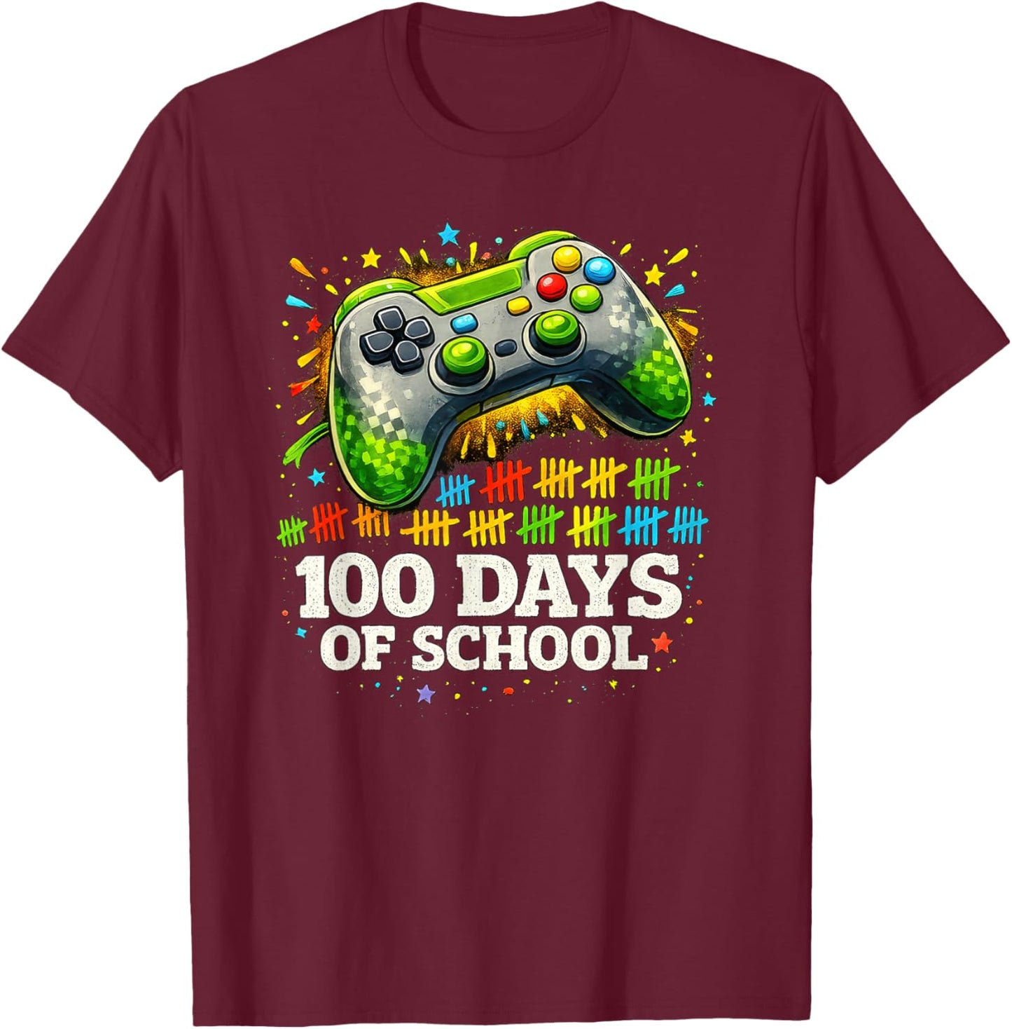 100 Days Level Unlocked Gaming 100 Days of School Boys T-Shirt - T-Shirt | Maroon