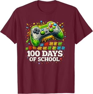 100 Days Level Unlocked Gaming 100 Days of School Boys T-Shirt - T-Shirt | Maroon