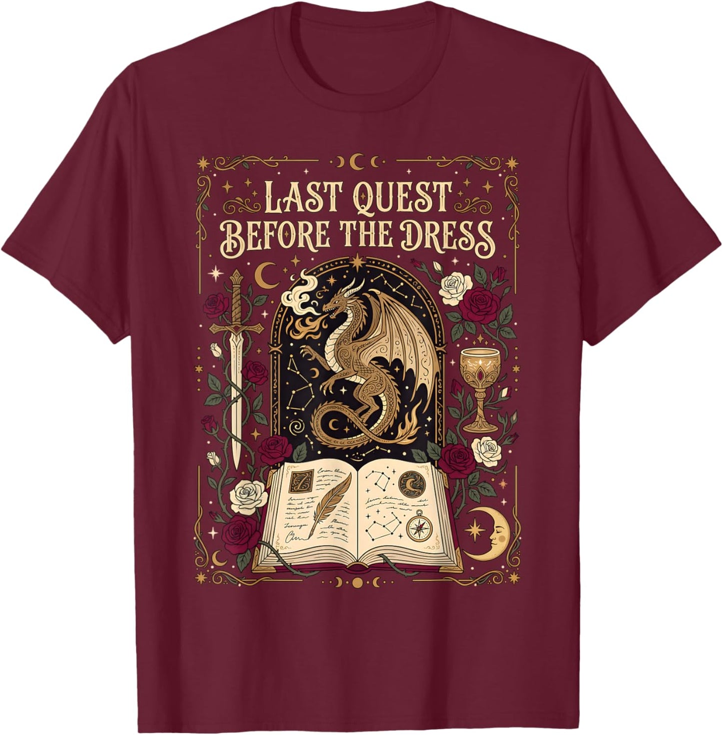 Last Quest Before Dress Fantasy Bachelorette Party Bride T-Shirt - T-Shirt | Maroon