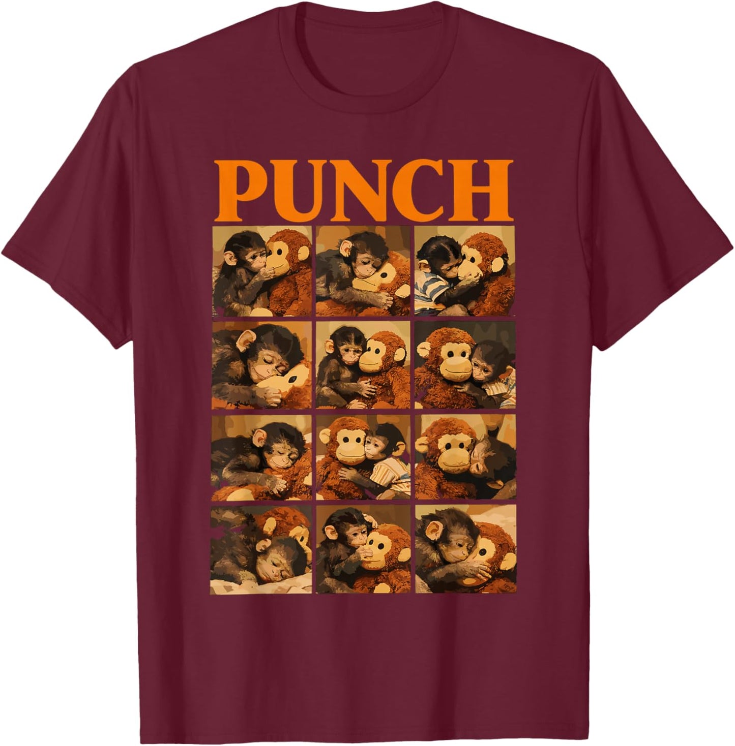 Cute Monkey Punch T-Shirt - T-Shirt | Maroon