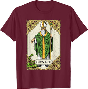 St Patrick Snake Gon Git Card Saint Pattys Men Women Kids T-Shirt - T-Shirt | Maroon