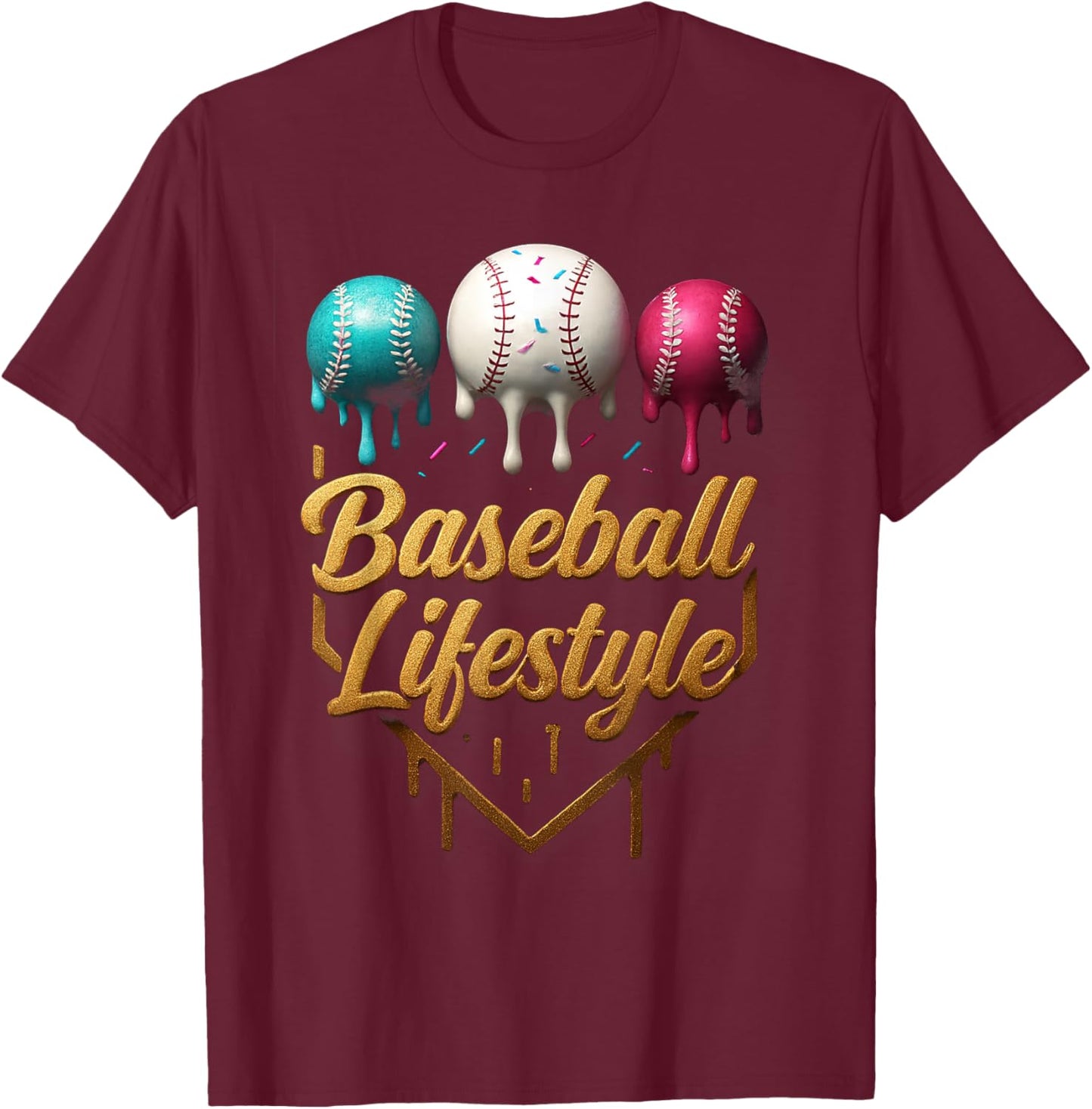 Baseball Lifestyle drip T-Shirt - T-Shirt | Maroon