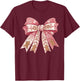 Pink Coquette Bow Christmas Gingerbread Man Girly Xmas Women T-Shirt - T-Shirt | Maroon