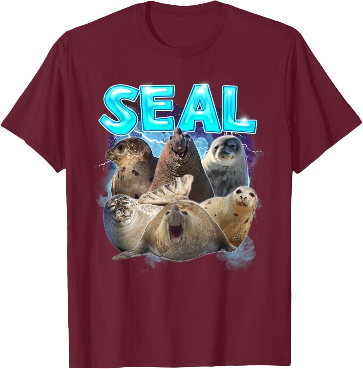 Seal Meme Lover Funny Animal Lover Sea Lion Humor Hilarious T-Shirt - T-Shirt | Maroon
