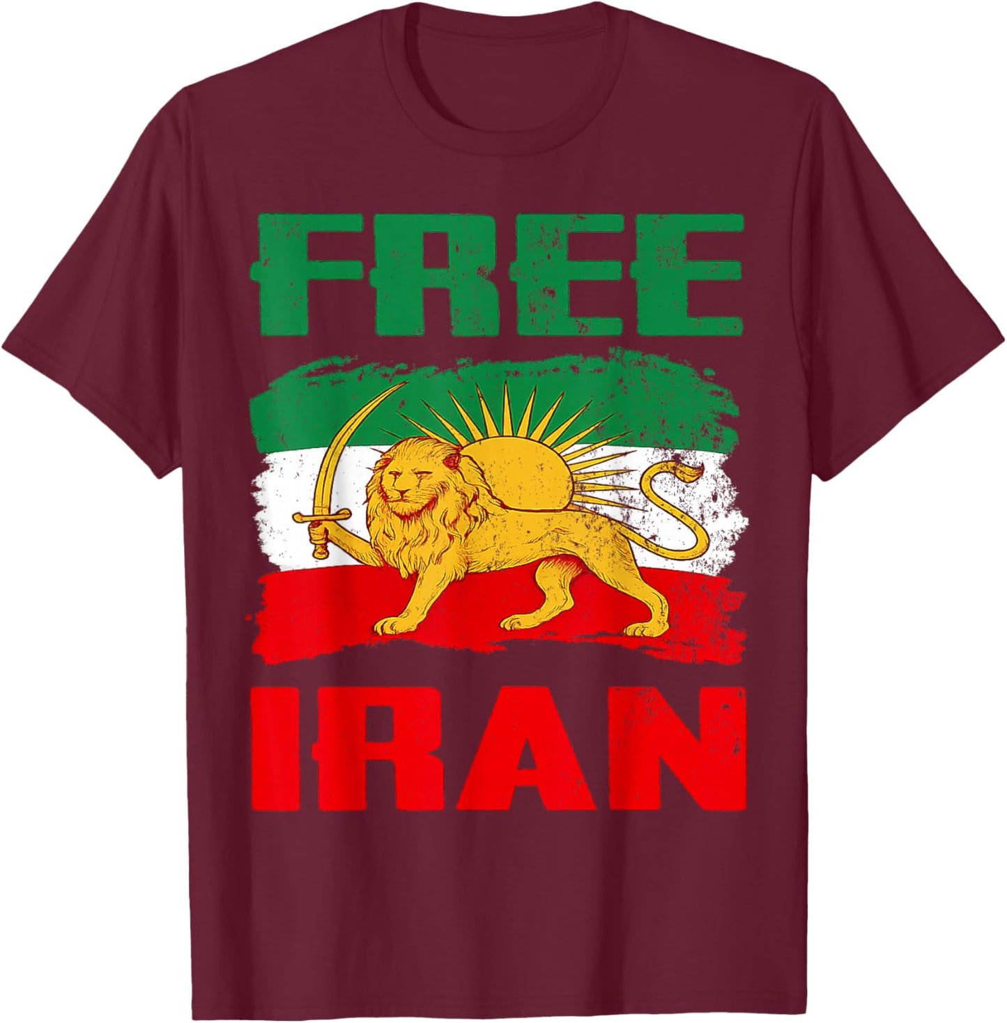 Iran Flag Lion Sun Persian Pride Iranian T-Shirt - T-Shirt | Maroon