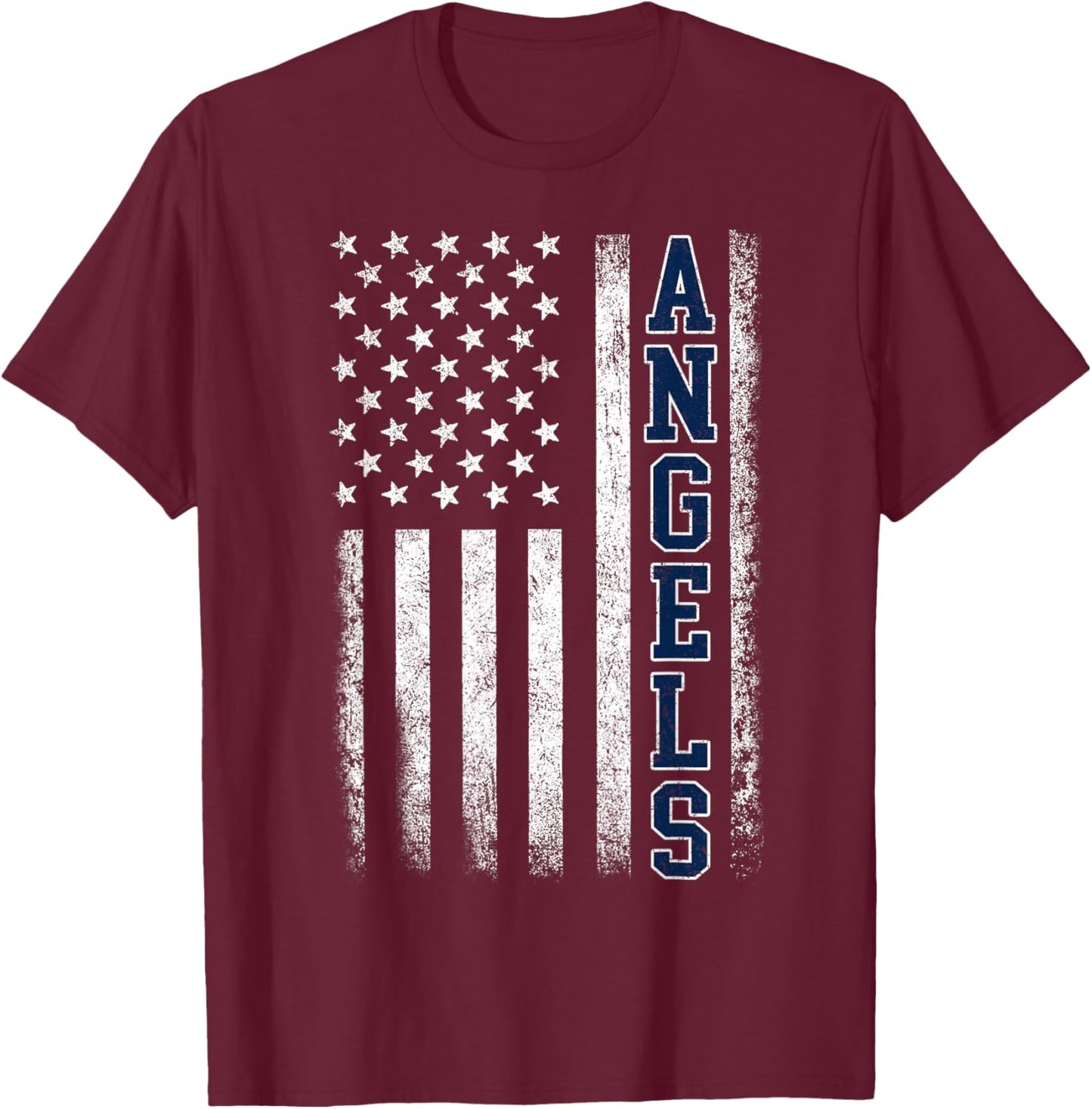 Angels Vintage US Flag Men Women Kid T-Shirt - T-Shirt | Maroon