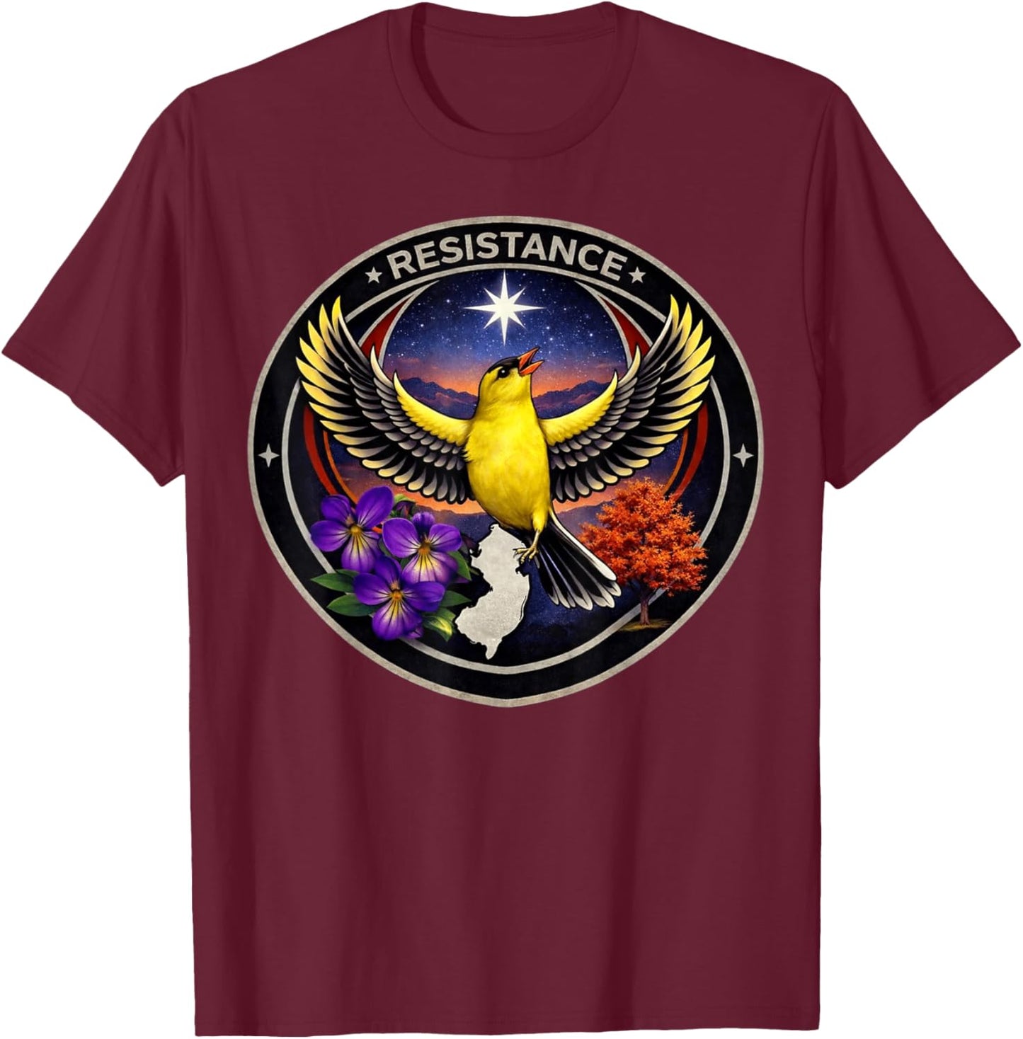 New Jersey NJ Rebel Bird Alliance Resistance No Kings 2026 T-Shirt - T-Shirt | Maroon