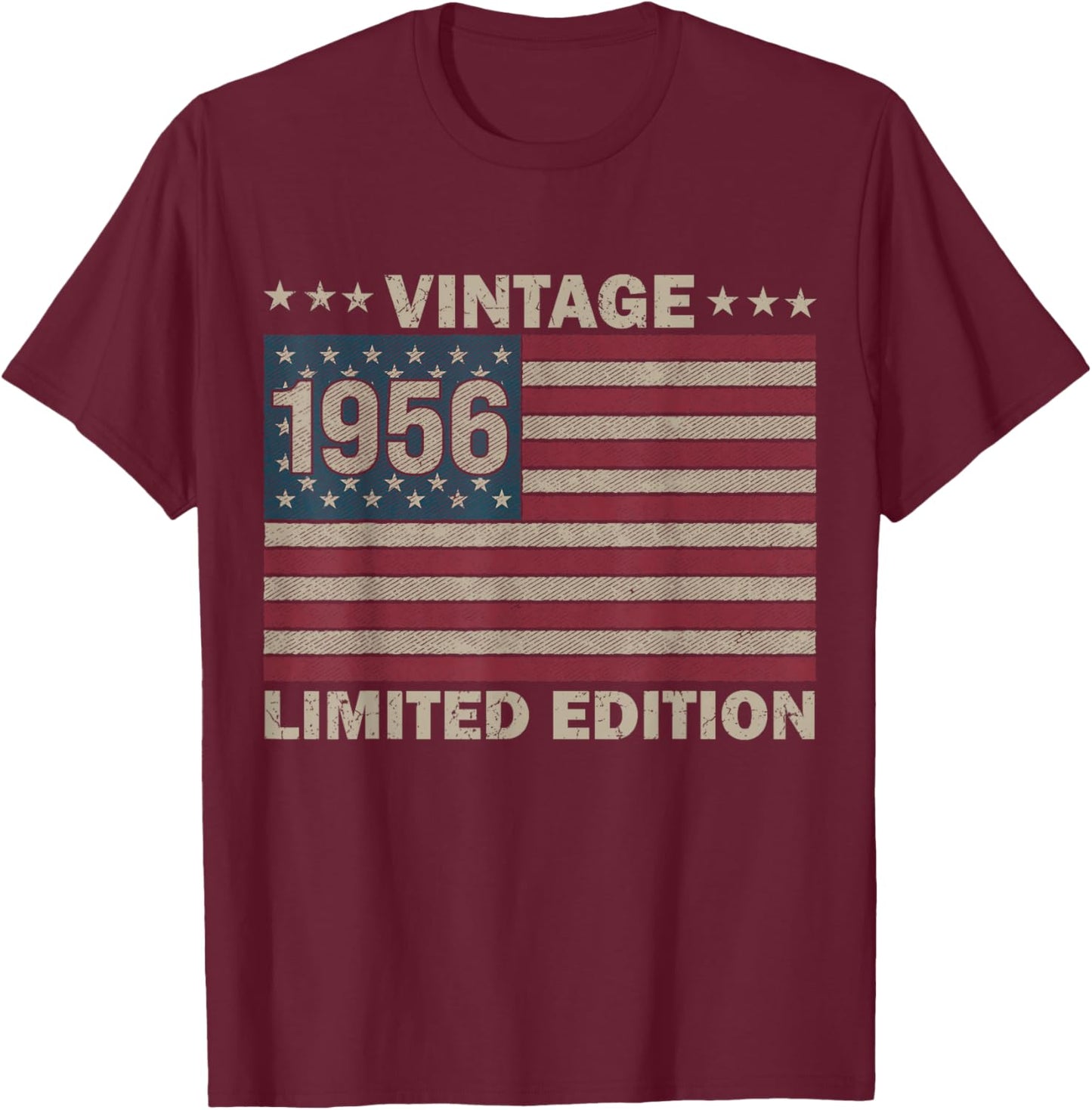 US Flag 70 Birthday American USA Men 70yr 1956 70th Birthday T-Shirt - T-Shirt | Maroon