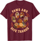 Paws and Give Thanks Dog Paw Patchwork Floral Thanksgiving T-Shirt - T-Shirt | Maroon