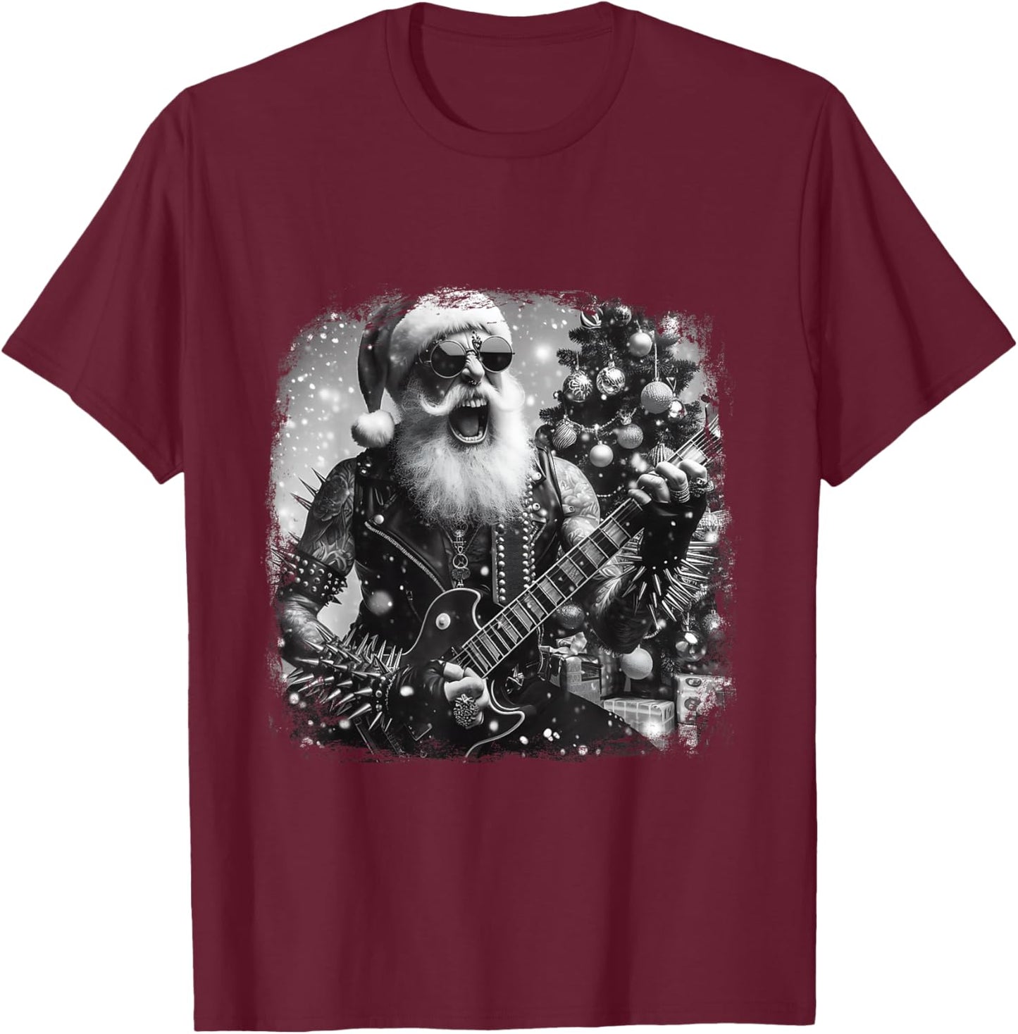 Christmas Vibe Retro Santa Jingle Bell Rock Rockin T-Shirt - T-Shirt | Maroon
