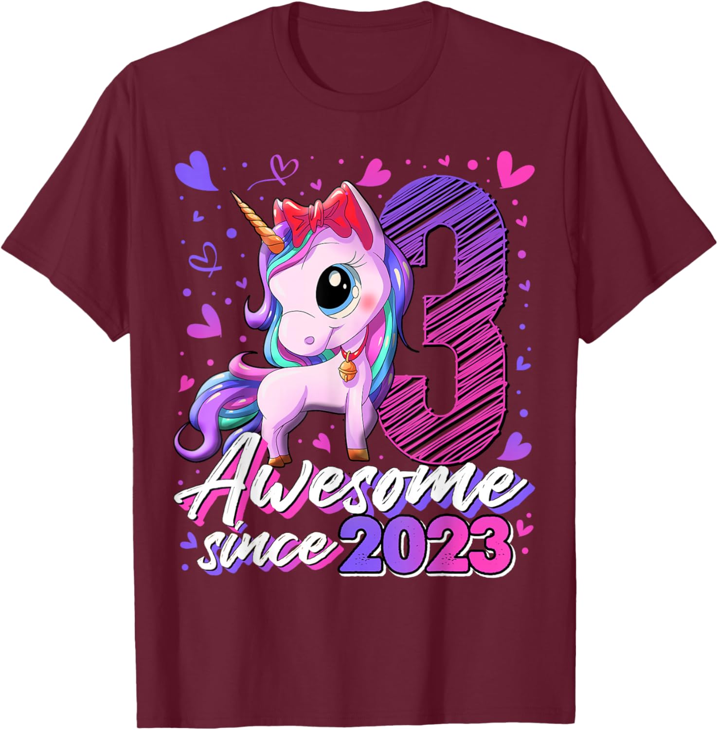 3rd Birthday Shirt Girl 3 Year Old Gifts 3 Birthday Girl T-Shirt - T-Shirt | Maroon