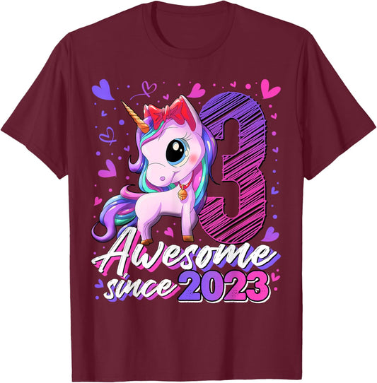 3rd Birthday Shirt Girl 3 Year Old Gifts 3 Birthday Girl T-Shirt - T-Shirt | Maroon