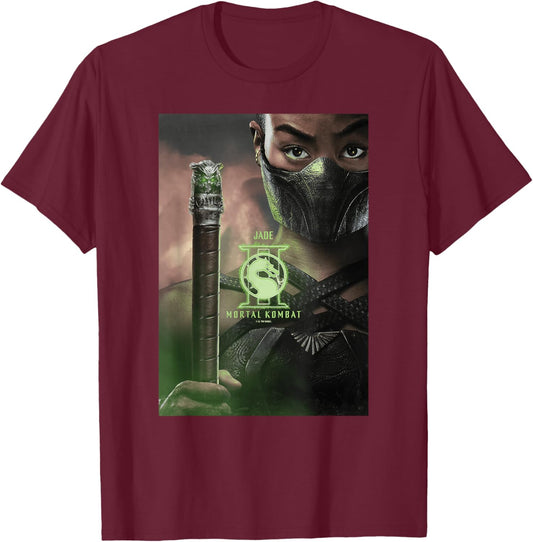 Mortal Kombat 2 Jade Official Character Poster T-Shirt - T-Shirt | Maroon