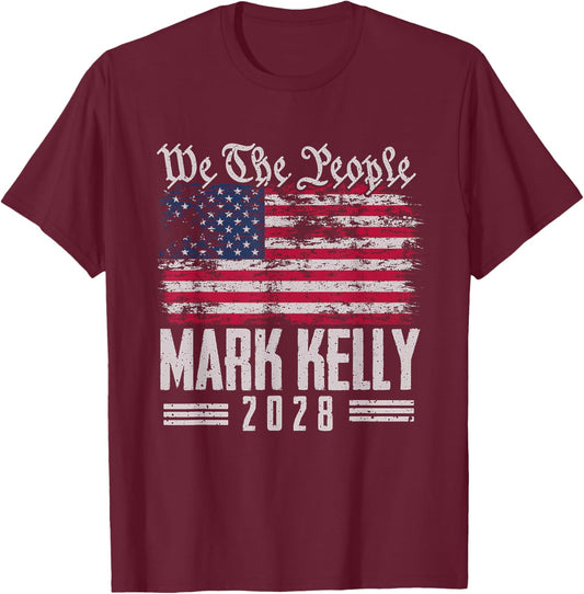 Kelly 2028 for President Mark Kelly 2028 US Flag T-Shirt - T-Shirt | Maroon