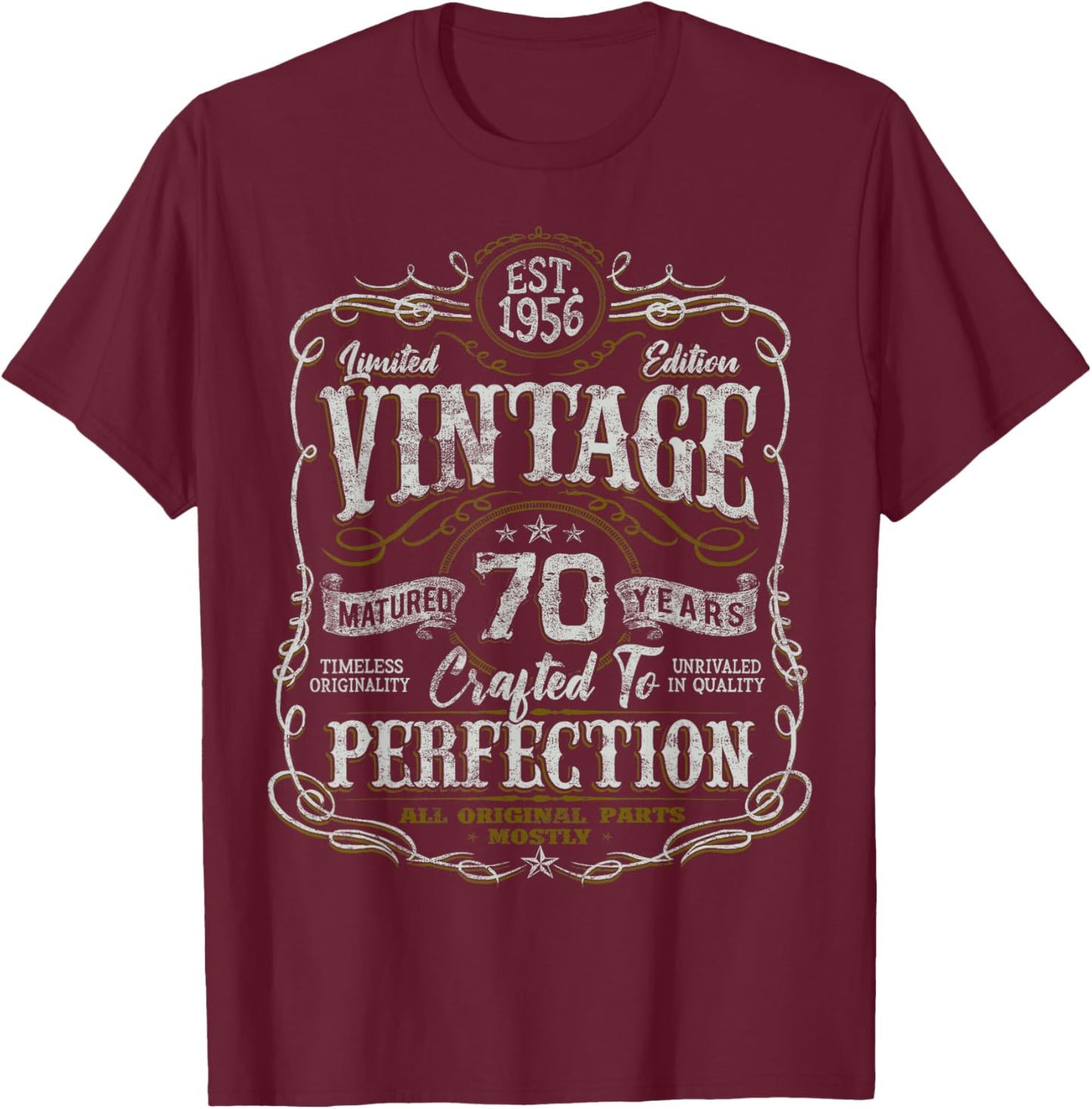 Vintage 1956 Limited Edition Shirt 70 Year Old 70th Birthday T-Shirt - T-Shirt | Maroon