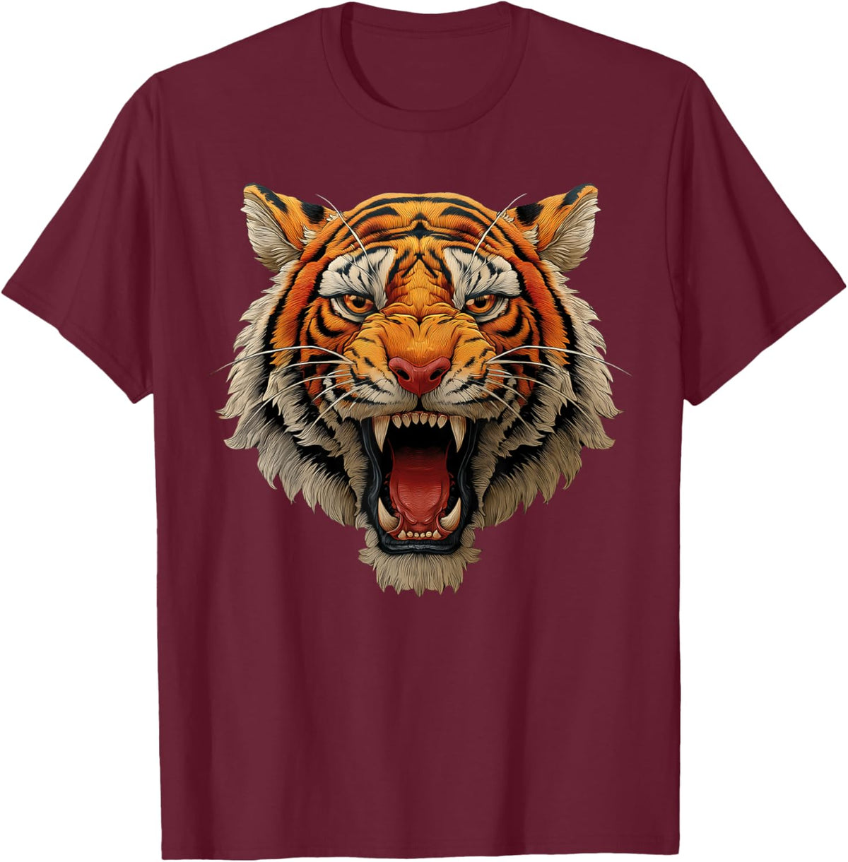 Tiger Roaring Graphic T-Shirt - T-Shirt | Maroon