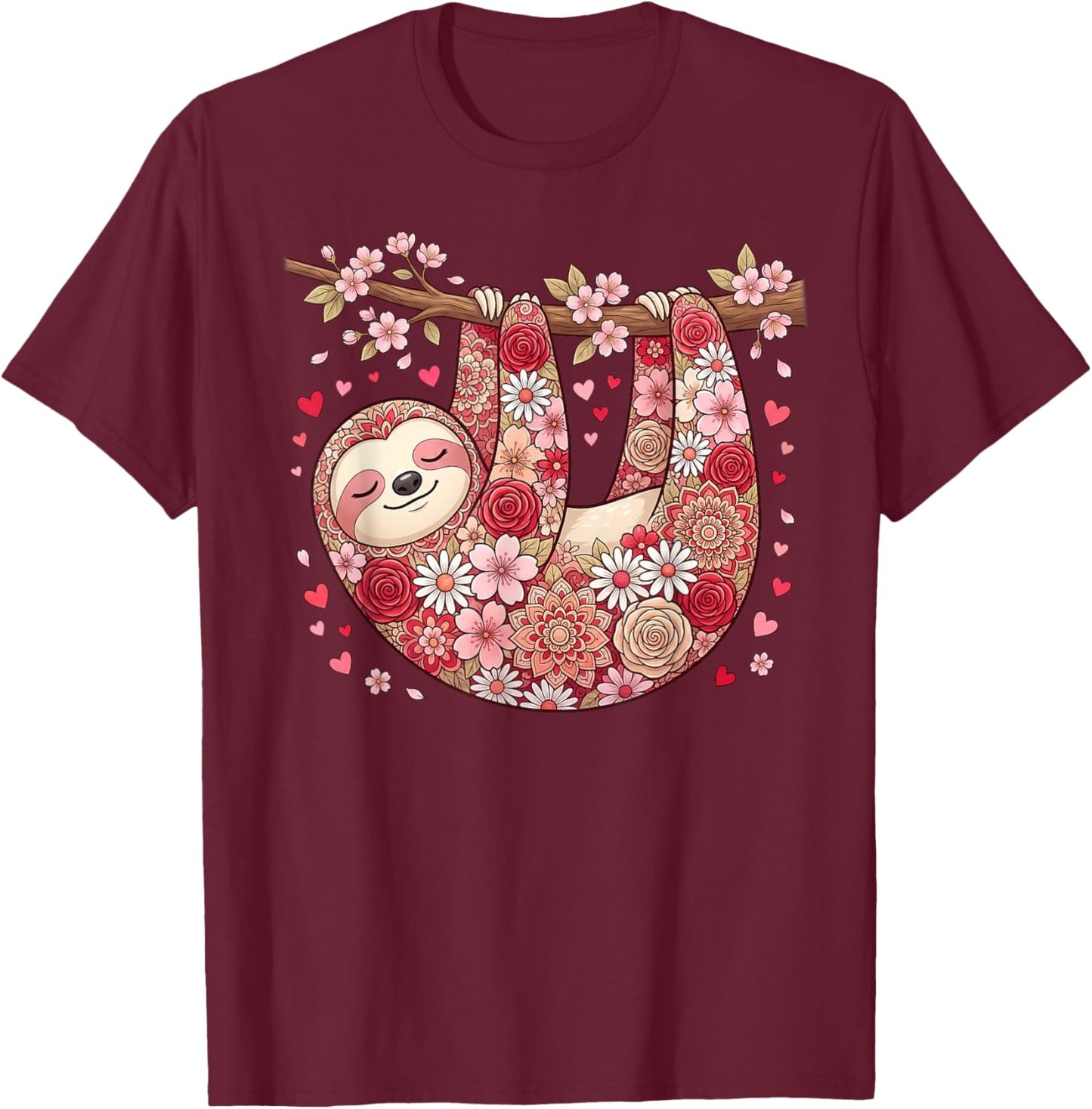 Valentine Cute Sloths Lover Valentines Day Love Sloth T-Shirt - T-Shirt | Maroon